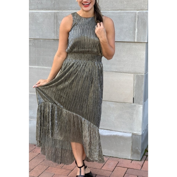 BANANA REPUBLIC High Low Metallic Dress - Picture 3 of 16
